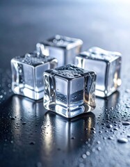 Close-up of four ice cubes