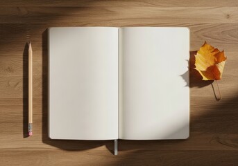 Fresh Start: Blank Notebook and Pencil on Wooden Desk