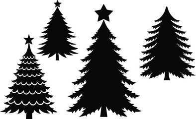 Obraz premium Christmas Tree Silhouette Collection Vector Set