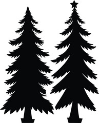 Obraz premium Two Christmas Tree Silhouettes with Star Topper