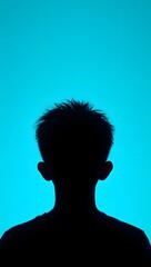 Man Silhouette Against Vibrant Background, Minimalist Portrait