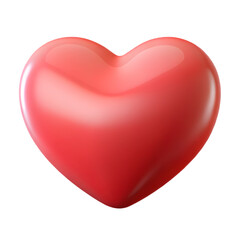 Shiny red heart shape symbol representing love and affection isolated on transparent background