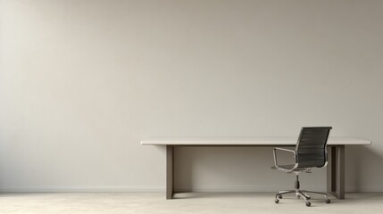 Desk and Office Chair Against Plain Wall