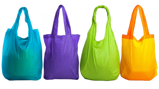 Vibrant shopping bags, a colorful four ready for retail therapy adventure.
