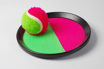 A set for playing ball. Sticky ball and target.