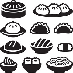 Asian Cuisine and Dim Sum Icons