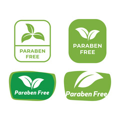 Natural Skincare Icons – Paraben Free Logos in Green Modern Style
