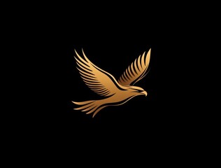 Obraz premium Golden eagle in flight against black background