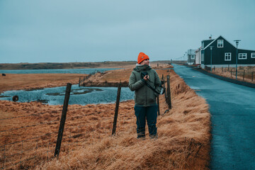 Tourist Capturing Nature in Iceland