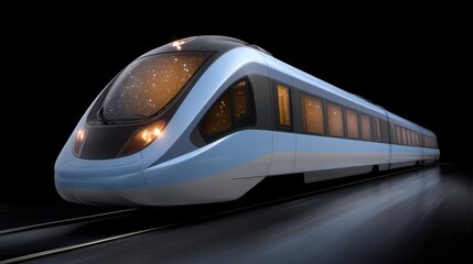 Obraz premium Dynamic Futuristic Train of Flowing Data Streams in a Dark Environment High-Tech Transportation Experience
