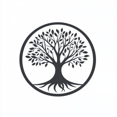 Obraz premium Simple black and white tree of life symbol