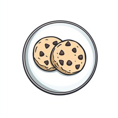 Two chocolate chip cookies on a plate (9)