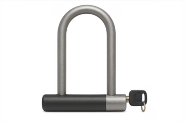 U lock securing with key on transparent background
