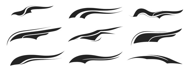 Racing car stripe decal set with sporty vector elements for vehicle wraps, tuning, and sticker designs
