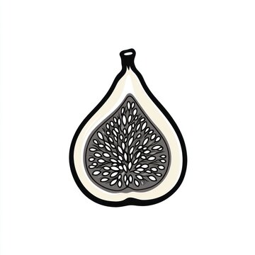 fig fruit cutaway black white clip art preview