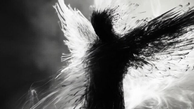 Abstract Fallen Angel: A Monochrome Masterpiece