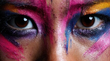 Close-up vibrant makeup artistry