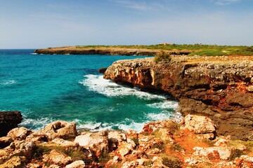 Cala Morlanda in the resort of S'illot on the island of Mallorca in the Balearic Islands. Spain.