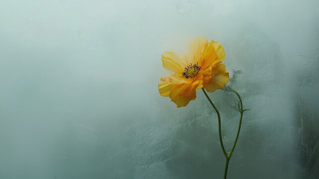 Close-up of a single yellow flower with a long stem. the flower is in full bloom and its petals are a bright, vibrant yellow color. - Powered by Adobe