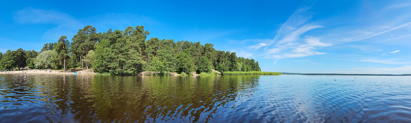 Forest freshwater Kisezers lake in Mezaparks district in Riga, Latvia. A favorite place of recreation for Riga citizens.	