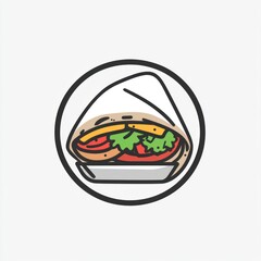 A graphic depiction of a folded sandwich on a plate