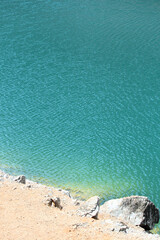 Blue water in an old mine