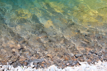 Blue water in an old mine