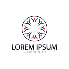 Logo of a person inside circle frame with abstract and flat design