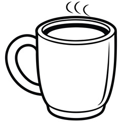 Warm Drink Mug: Simple Line Art, Cozy and Inviting Graphic Design Element.