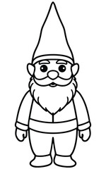 Adorable Cartoon Gnome Line Art:  Cheerful, Simple Design, Perfect for Children's Products