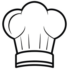 Simple Line Drawing: Chef's Hat Icon, Culinary Symbol, Restaurant Graphic,  Food Service Design Element,  Bold Outline Style.