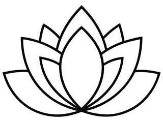 Serene Geometric Lotus Flower: Minimalist Line Art Design, Elegant and Simple Vector Graphic.