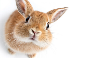 Fototapeta premium Cute rabbit with fluffy fur and big eyes, an adorable pet animal with whiskers and ears