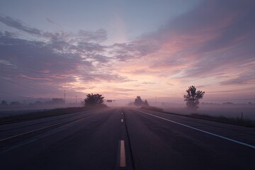Misty sunrise highway