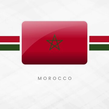 Vibrant Animated Morocco Flag Waving in Button Frame with Bold Red Background and Green Pentagram Star Representing Unity, Strength, and National Heritage