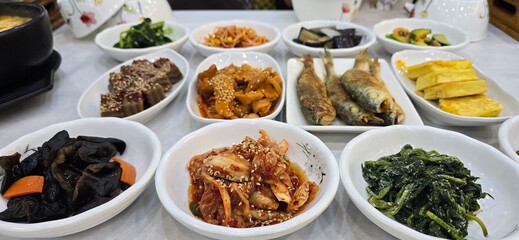 Various side dishes in Korea