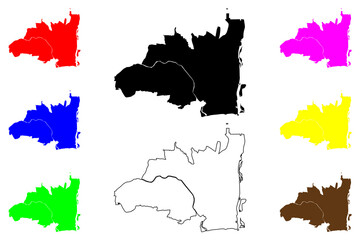 Hiratsuka city (Japan, Nihon-koku or Nippon-koku, Kanto region) map vector illustration, scribble sketch Hiratsuka-shi map