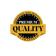 Premium Quality Guaranteed Badge in Gold and Black – Vector Label Design on White Background