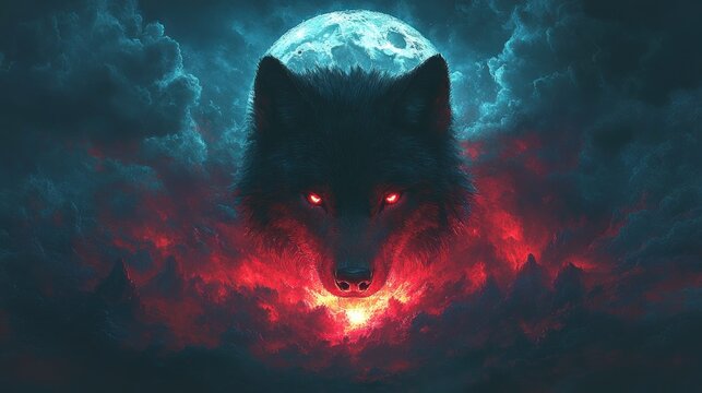Dark Wolf Moonlit Fury - Powered by Adobe