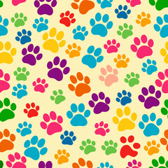 Fototapeta premium pattern with colorful paw