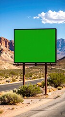 Empty billboard in a desert landscape
