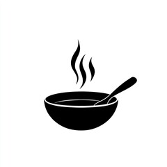 Simple black and white soup bowl icon
