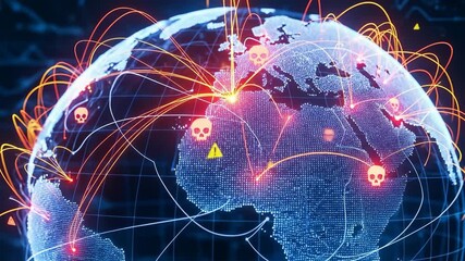 Global Network Visualization with Data Connections on Earth - Powered by Adobe