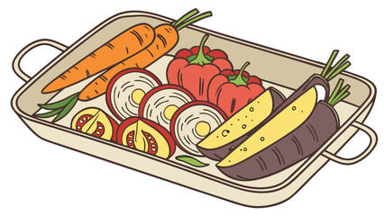 vector of rosted vegetable assortment on a tray