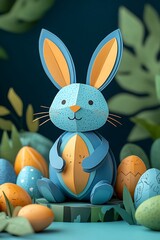 Paper Easter Bunny with Eggs.