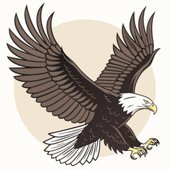 drawing of a bald eagle with open wings
