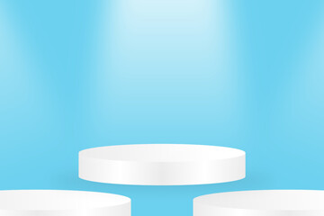 Minimalist spotlight podium scene with colorful gradient background