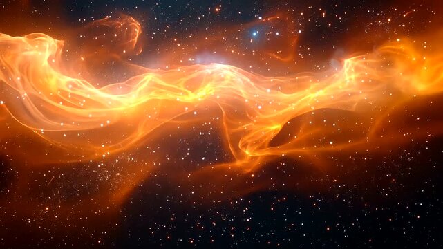 Spectacular Space Nebula Formation in Stunning Orange and Yellow Glowing Clouds Video