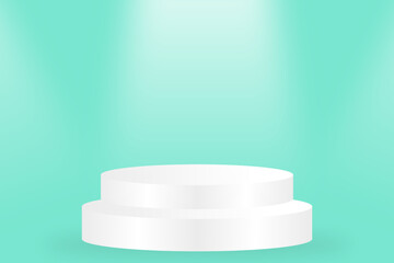 Minimalist spotlight podium scene with colorful gradient background