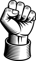 Black fist raised in solidarity and power strength